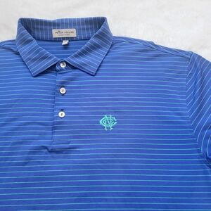 Peter Millar Summer Comfort Polo Mens XL Short Sleeve Golf Blue Green Stripe